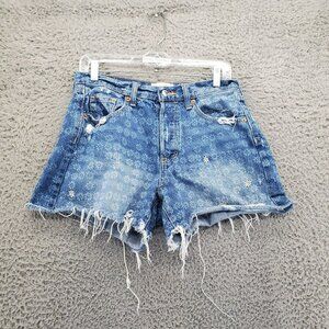 Universal Thread Shorts Womens 2 Blue 90s Baggy High Rise Floral Accents